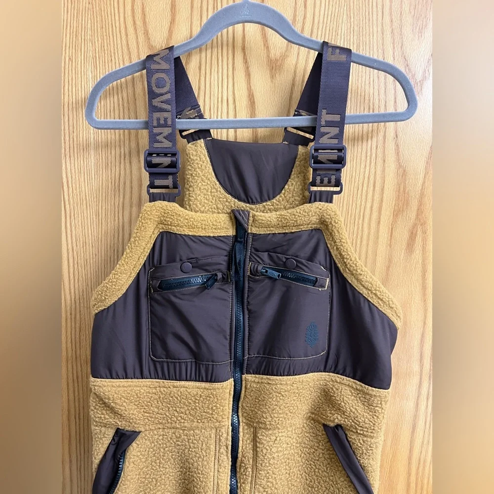 Free People Movement Hit the Slopes High Pile Fleece Snow Bibs Sz S - Picture 12 of 15